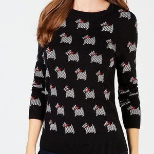 Charter Club Patterned Dog-Print Crew-Neck Sweater